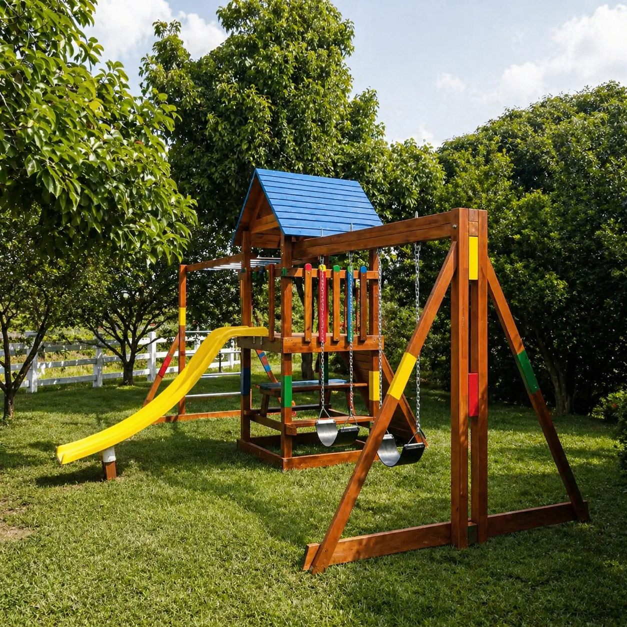 Parque con techo azul en jardín